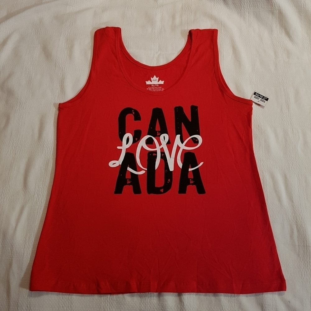 Canada Love women's size XL red tank top Canada Day
